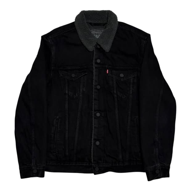 Levi's 쉐르파 블랙 데님 트러커 자켓