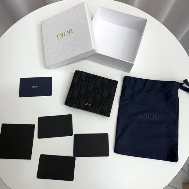 [풀박스] 디올 오블리크 반지갑 블랙