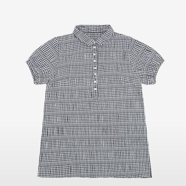 나이엔 버튼 디테일 체크 셔츠 블랙