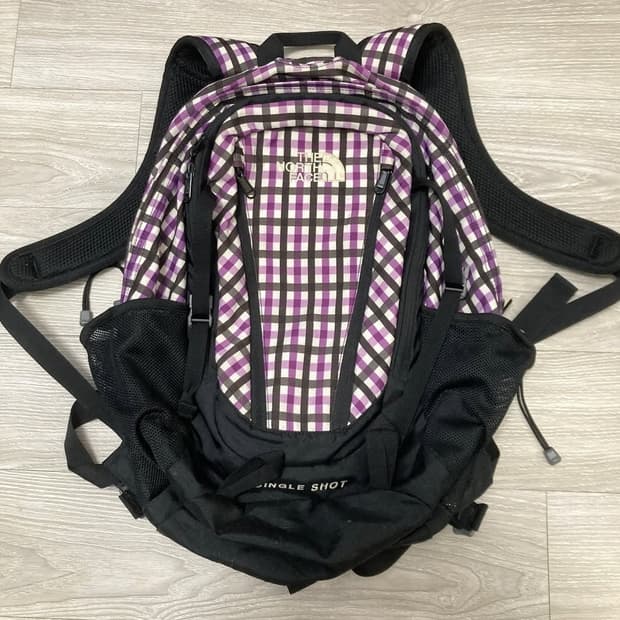 노스페이스 체크 백팩 퍼플 싱글샷 차일드매거진