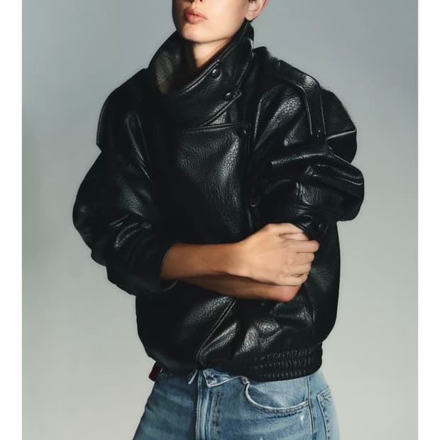 페이크 레더 점퍼