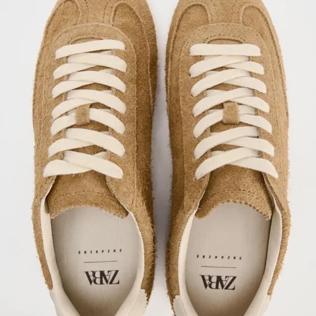 자라 카멜 스웨이드 스니커드 