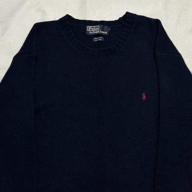 95 폴로랄프로렌 버건디 포니 울 네이비 니트