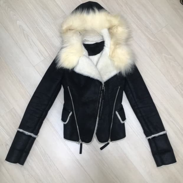 빈티지 퍼 가죽 후드 무스탕 fur hoodie