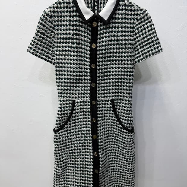 정품) 마쥬 블랙 앤 화이트 하운드투스 원피스 36