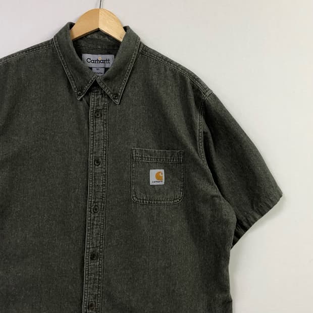 XL 칼하트 카키 데님 셔츠