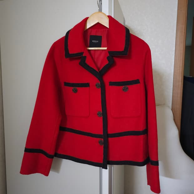 MOCG 모그 레드 울캐시미어 트위드 자켓