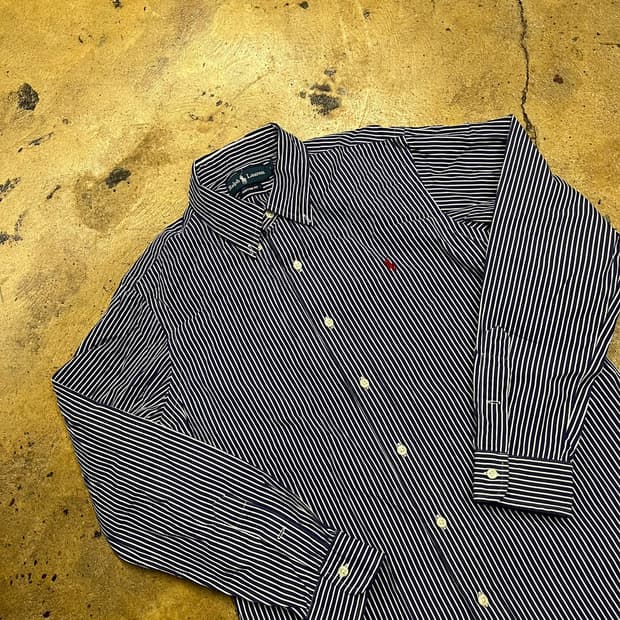 [정품/L] 폴로 랄프로렌 스트라이프 셔츠 남방 네이비 b8