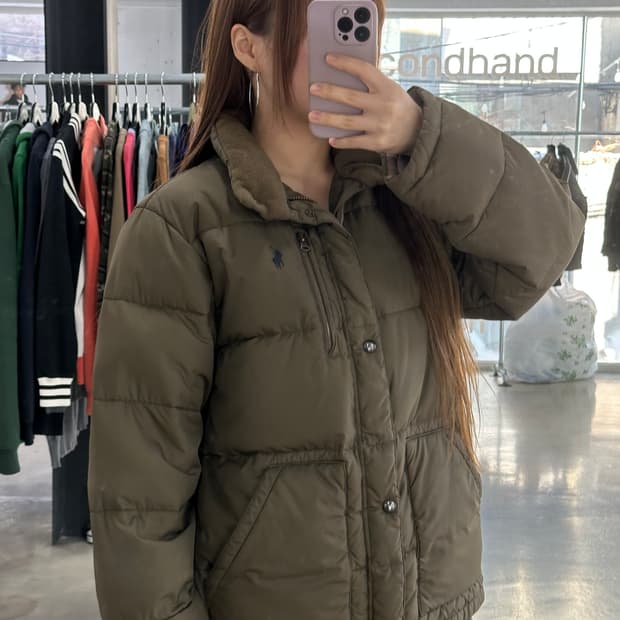 폴로랄프로렌 포니 덕다운 패딩 브라운