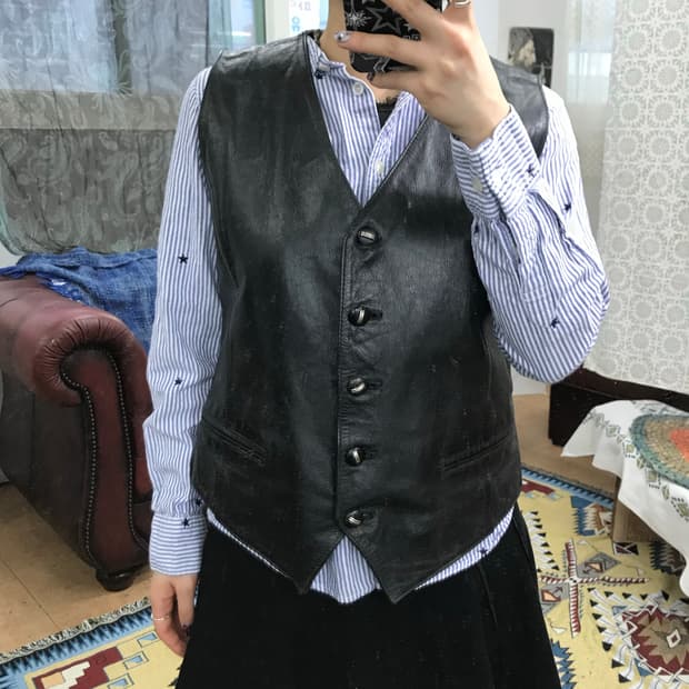 빈티지 소가죽 베스트 자켓 (Z1022) 