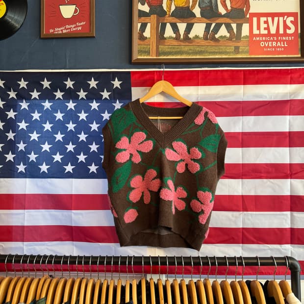 USA 핸드메이드 플라워 니트 베스트