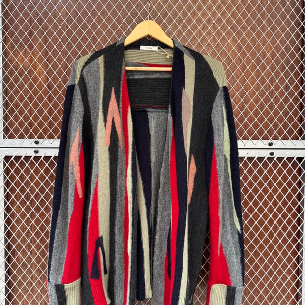 한섬 시스템 SYSTEM 알파카 앙고라 웨스턴 패턴 니트 가디건 F