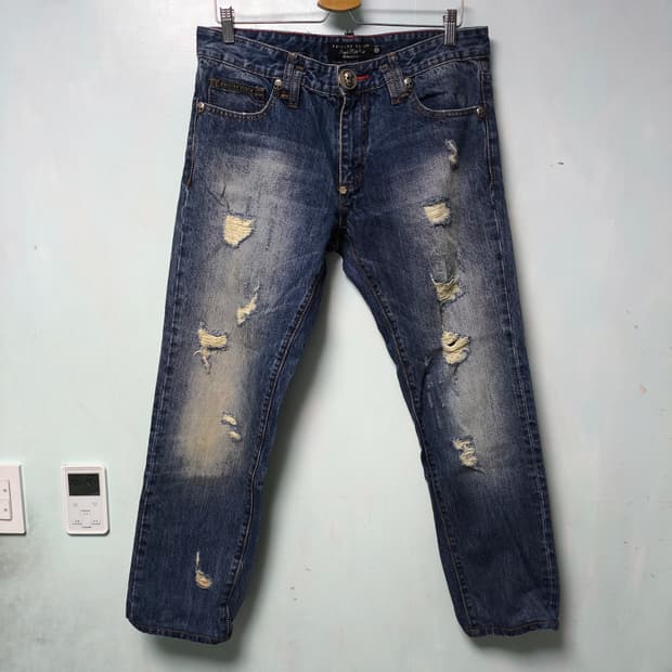 [34] Philipp Plein 디스트로이드 스트레이트 데님 진