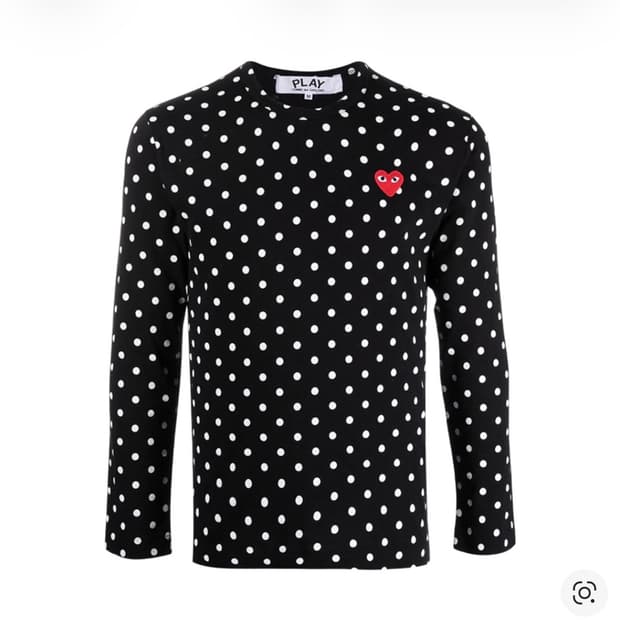 플레이 꼼데가르송 폴카 닷 레드 하트 도트 롱슬리브 티셔츠 블랙 S