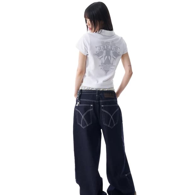 아캄 Crack Printed PK T-Shirts (White)