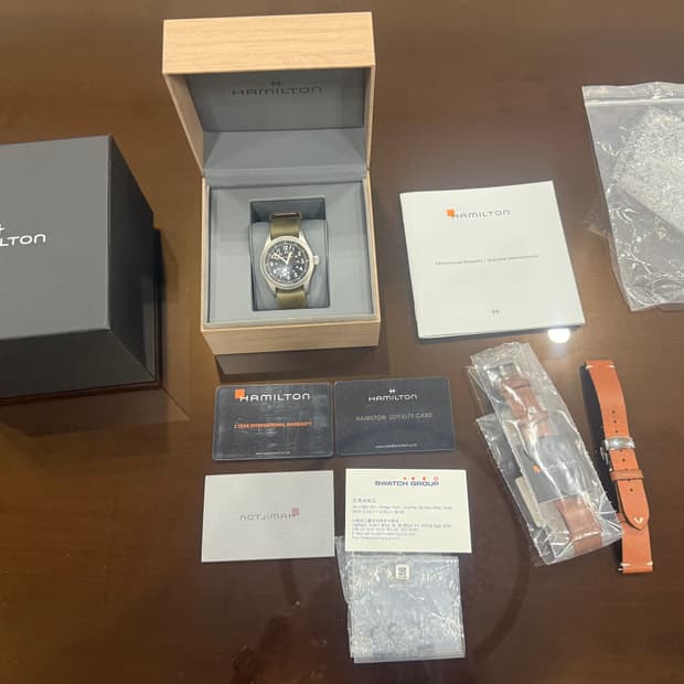 [38mm] 해밀턴 카키필드 메카니컬 블랙+가죽줄 2개