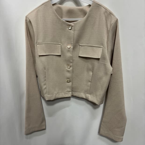 라운드넥 크롭 자켓 캐주얼 세미정장자켓 기본스타일