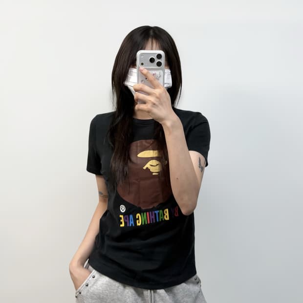 베이프 Bape 빅 사루 레인보우 반팔티 블랙