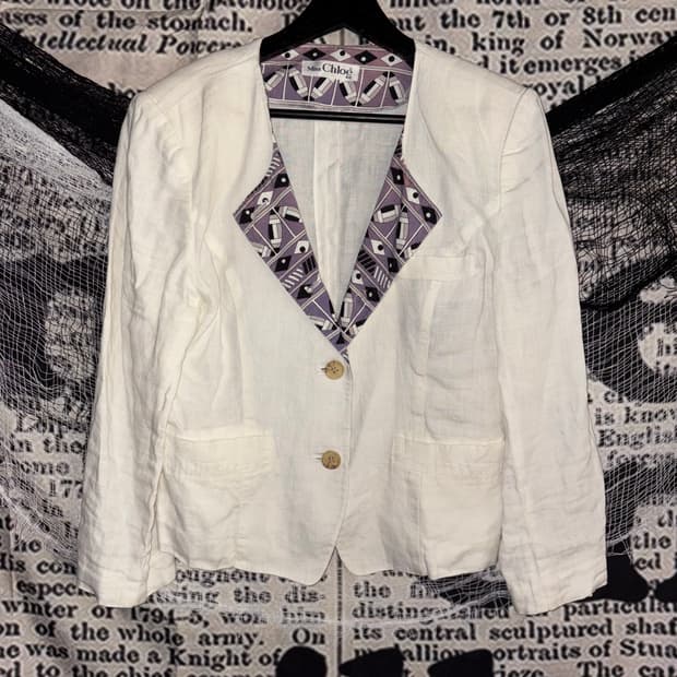 Padded Shoulder Linen Jacket