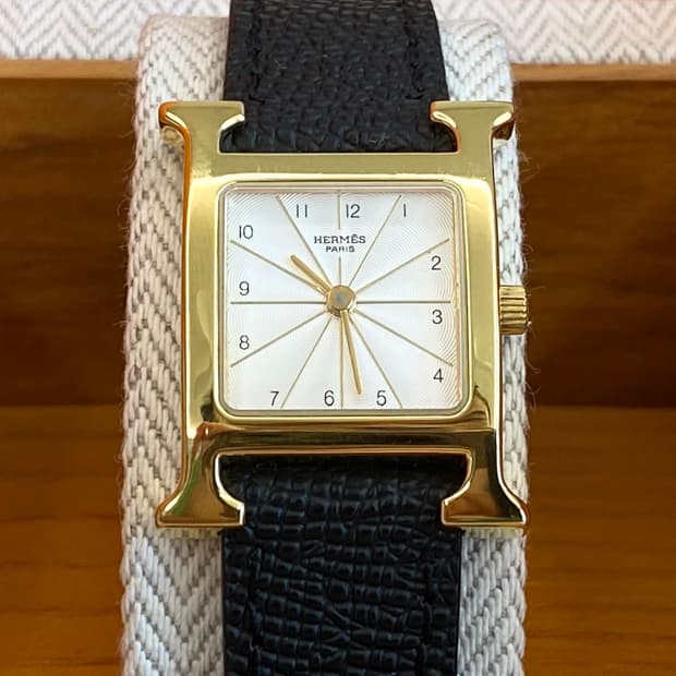 에르메스 H아워 1.201 금장 여성용 쿼츠 PM 스몰 사이즈