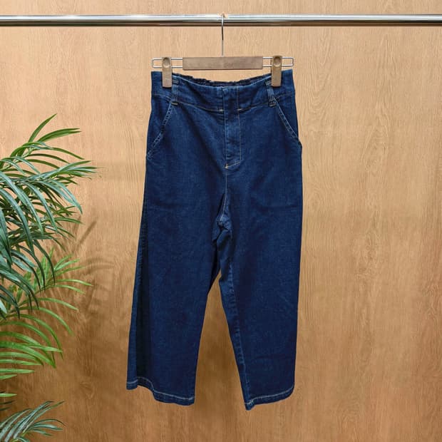 이세이미야케 플랜테이션 코튼 데님 팬츠 밴딩 사이드 포켓 디테일 진청