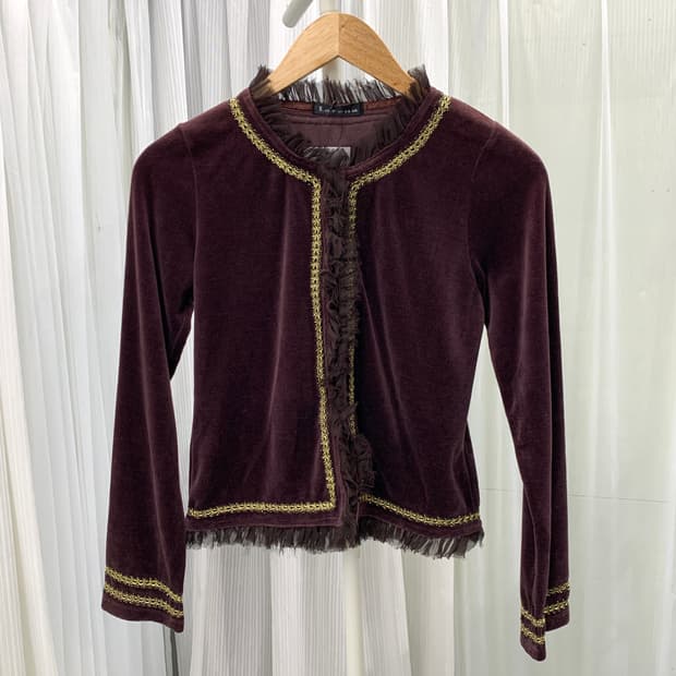 일본 빈티지 Larena 골드 테이핑 벨벳 가디건 1694