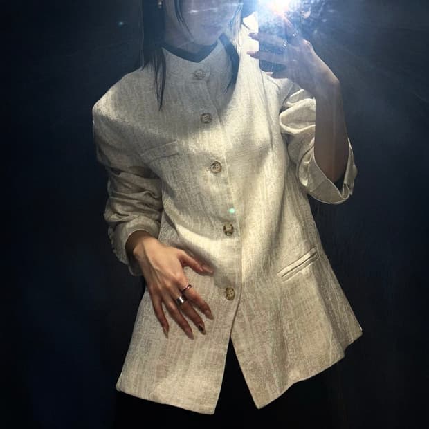 China collar blazer (ivory)