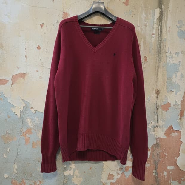 폴로 랄프로렌 남성 브이넥 니트 105 버건디
