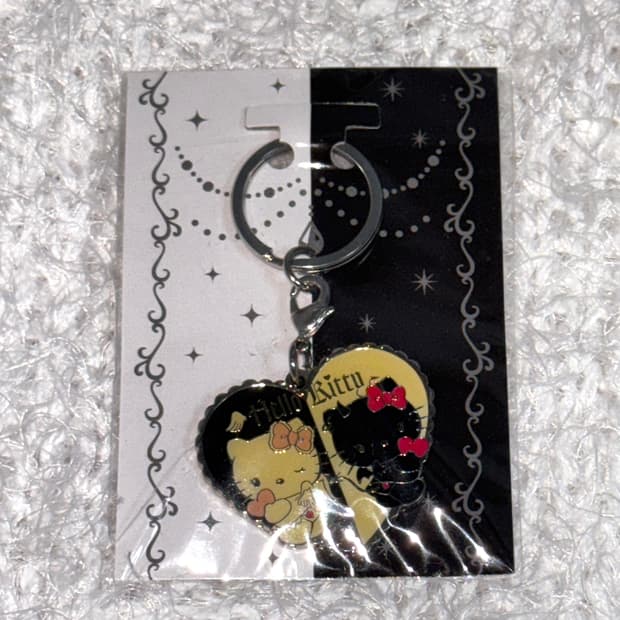 빈티지) 고전 키티 스트랩 천사&악마 하트 키링
