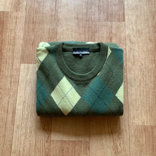 Austin reed 울100% 아가일 니트 M