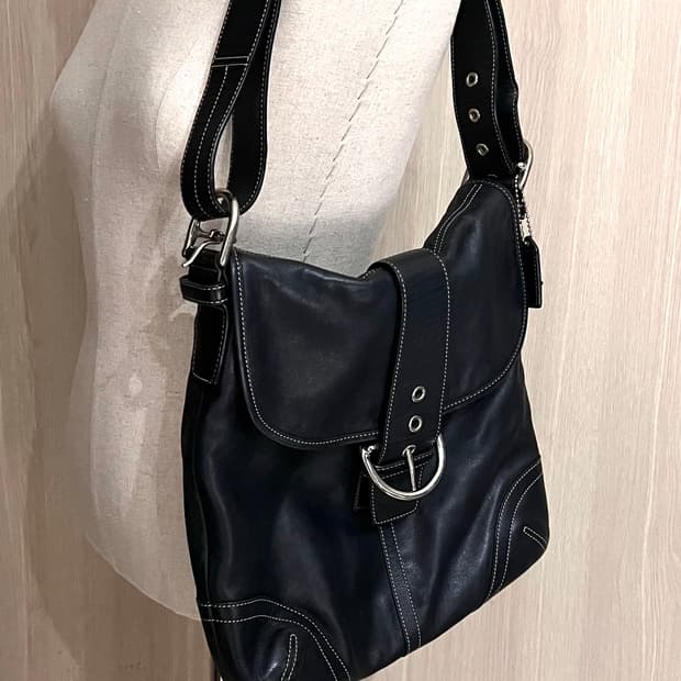 90s coach 코치 클래식 블랙 레더 소호백 숄더백 크로스백