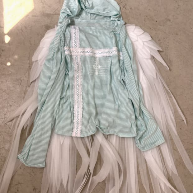 사화룸 민트 레이스 크로스 후드 롱슬리브