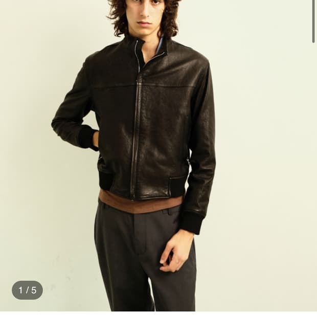 Miskiu leather bomber washed black L사이즈