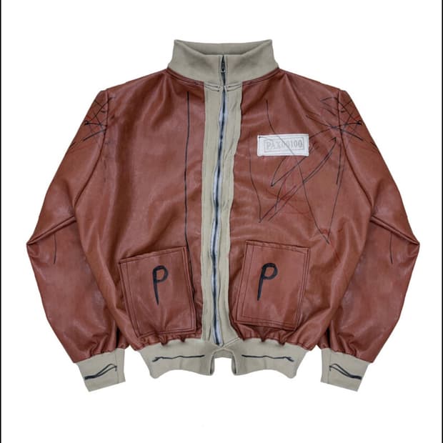 Brown Leather Zip-Up Jacket with P-Pocke