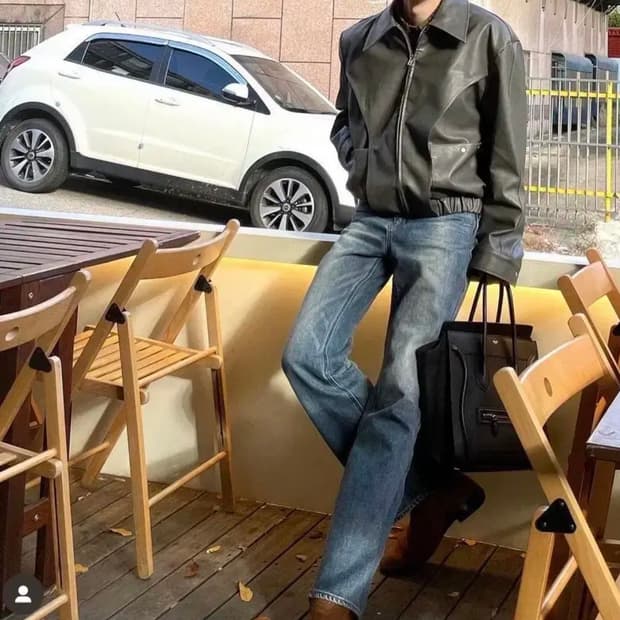 [M] 디스코드사운드 레니 블루종 레더 자켓