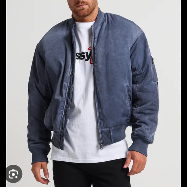 스투시 다이드 나일론 봄버 오일 블루