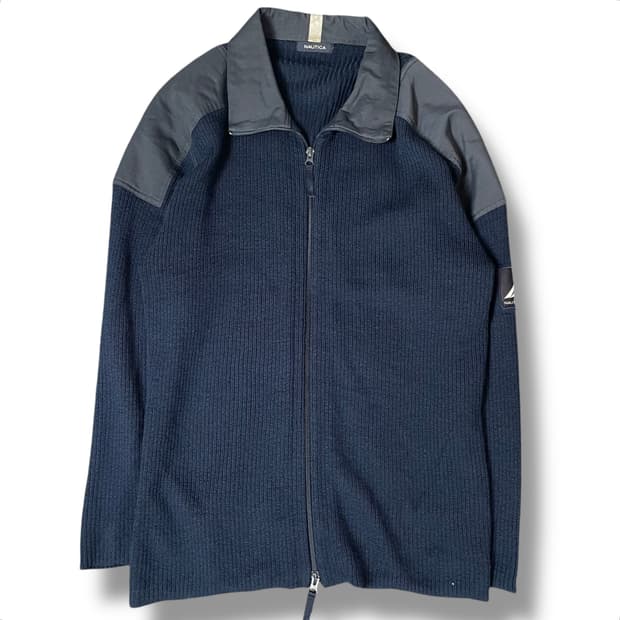 노티카 네이비 폴리스 투웨이 울100% 니트 자켓