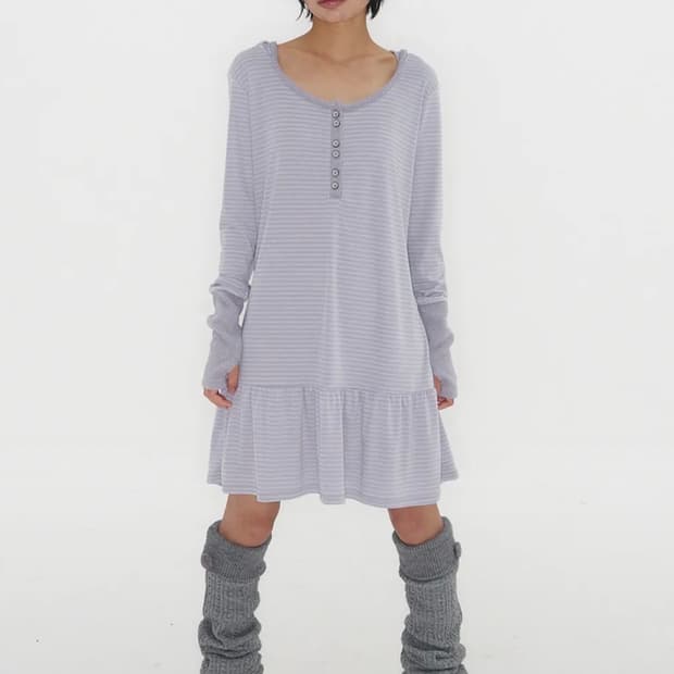 익스파이어드걸 Relaxed Warmer Hoodie Dress 라벤더