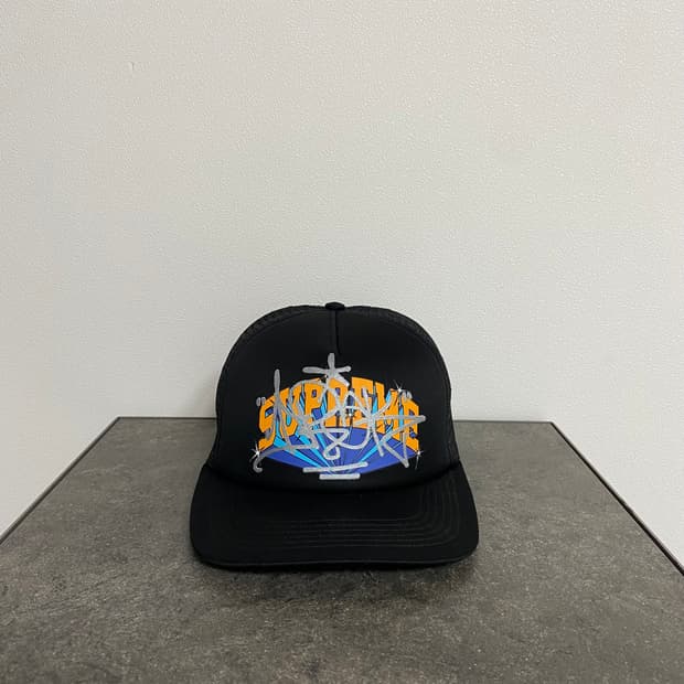 (OS) 슈프림 5패널 메쉬 백 볼캡 모자 그래피티 블랙