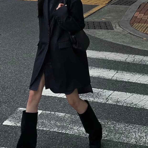 트리밍버드 오버핏 싱글 자켓 블랙