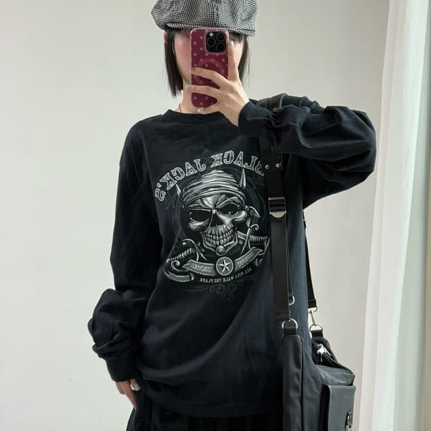 빈티지 블랙 잭 블랙 롱슬리브