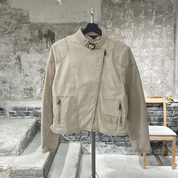 로렌 랄프로렌 크림 유틸리티 바이커 자켓