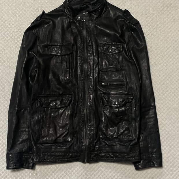 [52] 광희시장 웨스턴 무드 램스킨 양가죽 바이커 포켓 레더 자켓