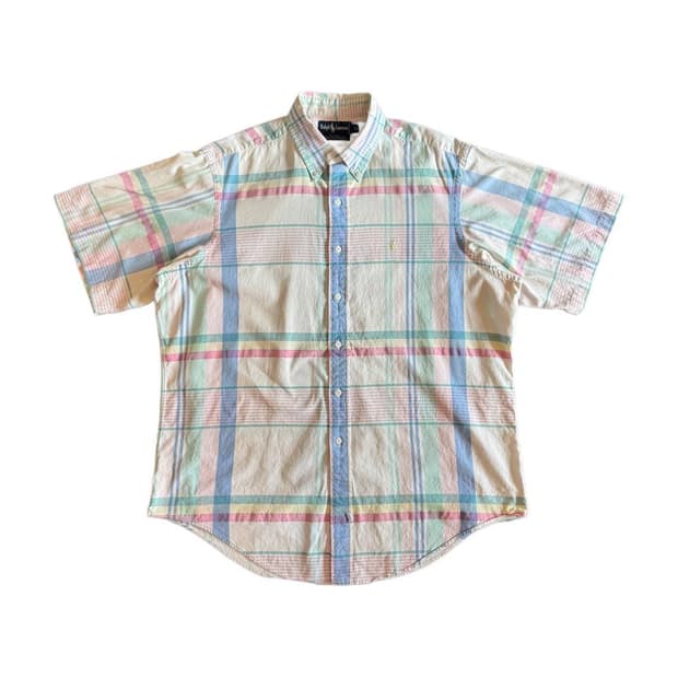 폴로 랄프로렌 버튼다운 반팔 체크셔츠