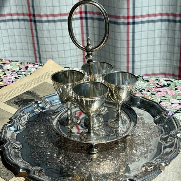 영국 John Grinsell & Sons앤틱 실버플레이트 에그 크루엣