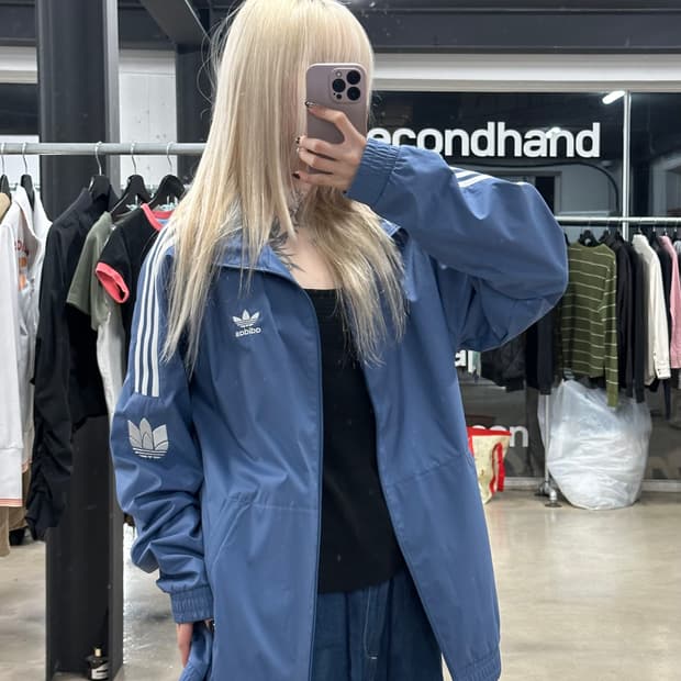  아디다스 3D 트레포일 3 스트라이프 트랙탑 바람막이