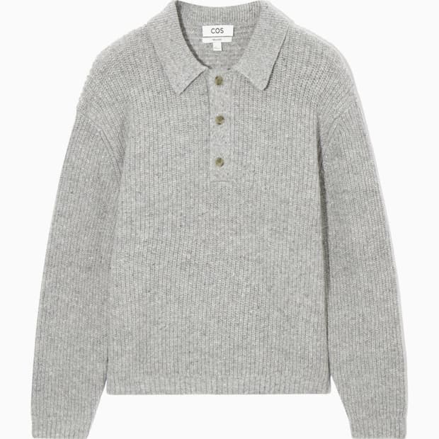 코스 리브드 울 캐시미어 블렌드 폴로 셔츠