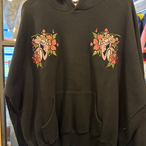 참스 핑크 팬더 자수 후드티