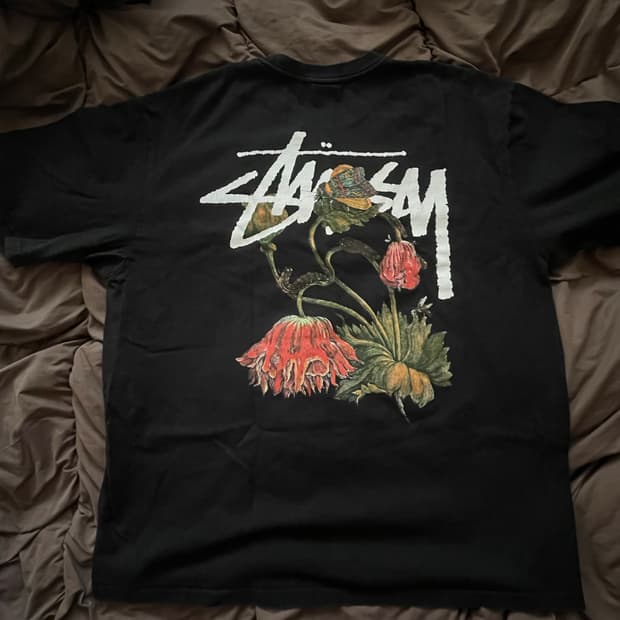 [XL] 스투시 위더드 플라워 티셔츠 블랙