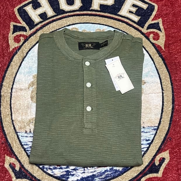 RRL 와플 니트 헨리 올리브